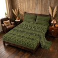 thumbnail image 2 of Manfei Bohemian Aztec Bed Sheets,Exotic Style Fuul Size Sheets, Green Black, Black Reversible 4 Pieces1 Flat Sheet + 1 Fitted Sheet + 2 Pillowcases, 2 of 6