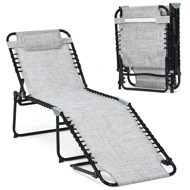 Tumbona Plegable Costway Playa Portátil Gris 189 x 59 x 40 cm