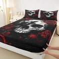 thumbnail image 3 of Homewish Gothic Skull 4pcs Bed Sheets For Female Men Adults,Red Rose King Sheets,Chic Flowers Super Cozy Sheet Set,Exotic Style Bedroom Decor, 3 of 7