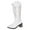 White, variant on Wide Calf Knee High Cowboy Cowgirl Boots for Women Roman Casual Leather Pointed Stacked Mid Heel Western Riding Tall Boots Black Size 6