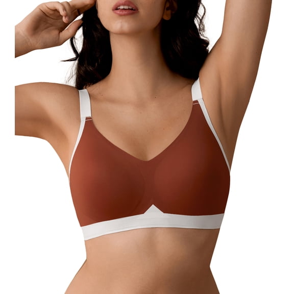 SHARICCA Wireless Bra for Women Color Block Smoothing Push Up Bras