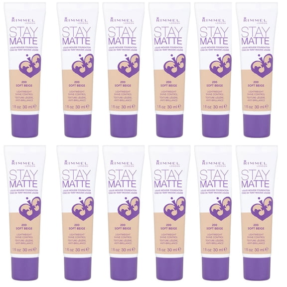 Pack of (12) RIMMEL Stay Matte Liquid Mousse Foundation - Soft Beige 200