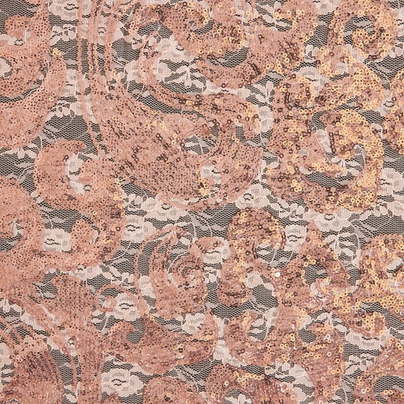 Zelouf Carrie Sequins Lace Mesh  , Sewing, DIY, Crafts Fabric by the Yard, Perfect Blush, 3 Yard