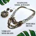 thumbnail image 3 of Costume Jewelry Set - Beaded Boho Jewelry for Women - Statement Chunky Bracelet Earrings and Layered Necklace Set - Fashion Beads Engagement - Brown Birthday Christmas Gifts, 3 of 10