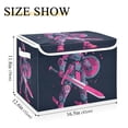 thumbnail image 3 of Foldable Fabric Storage Bin With Handle Collapsible Basket Box Storage With Lid Organizer The Warrior, 3 of 7