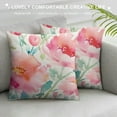 thumbnail image 3 of Nawypu  Throw Pillow Covers Peonies Summer Watercolor Floral Pink Flower Girly Pastel Mint Colorful Decorative Pillow Cases Home Decor Square Pillowcases, 3 of 5