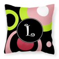 thumbnail image 1 of "Caroline's Treasures AM1002-LPW1414 Letra L Monograma Retro en almohada negra, 14" x 14 ", multicolor" Caroline's Treasures AM1002-LPW1414, 1 of 1