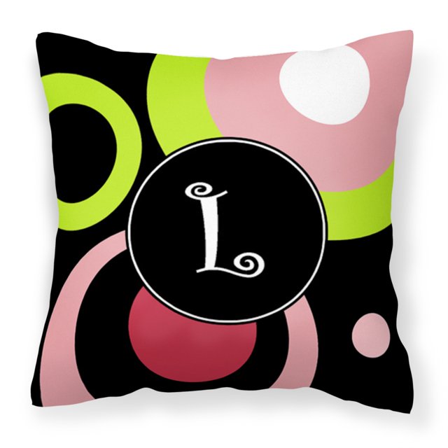 "Caroline's Treasures AM1002-LPW1414 Letra L Monograma Retro en almohada negra, 14" x 14 ", multicolor" Caroline's Treasures AM1002-LPW1414