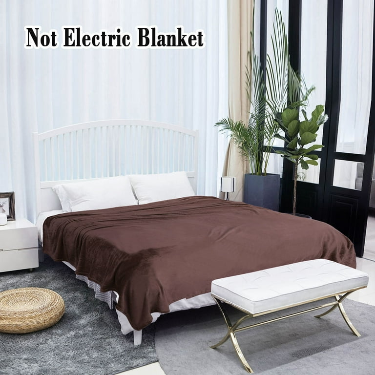 Unique Bargains Fuzzy Plush Flannel Fleece Throw Blanket Chocolate 78 x  90 - Walmart.com