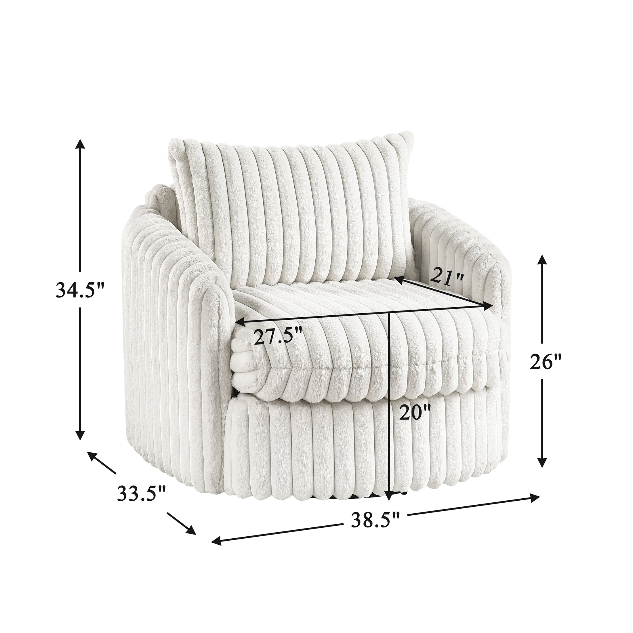 OakvillePark Ravenridge Corduroy Swivel Chair, Beige