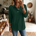 thumbnail image 2 of Dweltoz Womens Button Down Polo Shirts Casual Long Sleeve Collared Golf Top Trendy Office Solid Tennis Shirts Lightweight Breathable Athletic Tops,Dark Green L, 2 of 6