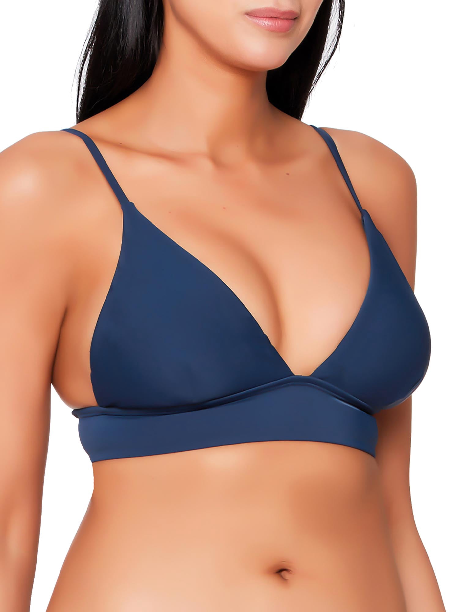 Js Jessica Simpson Womens Long Triangle Cami Swimsuit Top