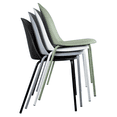 thumbnail image 5 of Set of 2 Stackable Dining Kitchen Chairs Plastic Armless Side with Back Curved Round Shape Chrome Metal Legs Indoor Outdoor Patio Green, 5 of 18