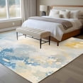 thumbnail image 4 of Blue Yellow Area Rug 5x7 FT, Non Slip Bedroom Throw Carpet, Modern Vintage Oil Painting Abstract Washable Soft Floor Carpet Non-Shedding Rug for Dining Room Bedside Classroom Desk, 4 of 9