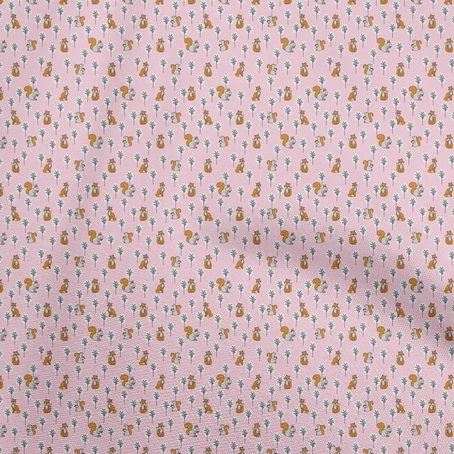 oneOone Rayon Light Pink Fabric Animal Sewing Craft Projects Fabric Prints By Yard 56 Inch Wide