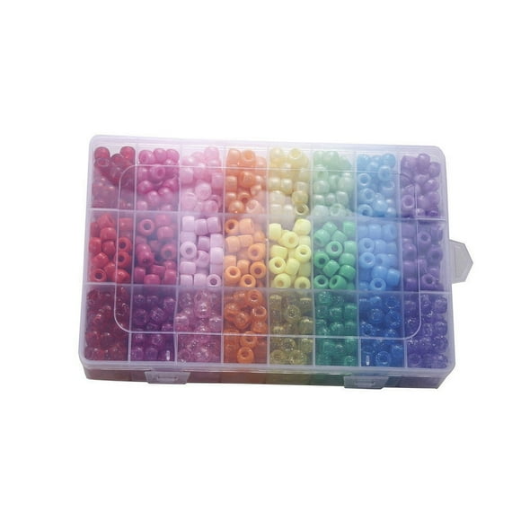 Perles DIY 1200 Pcs 6x9mm Perles DIY Perles en Plastique Perles à Grand Trou Artisanat Perles Colorées Accessoire de Bijoux pour Fabrication de Bracelets et Colliers à la Maison