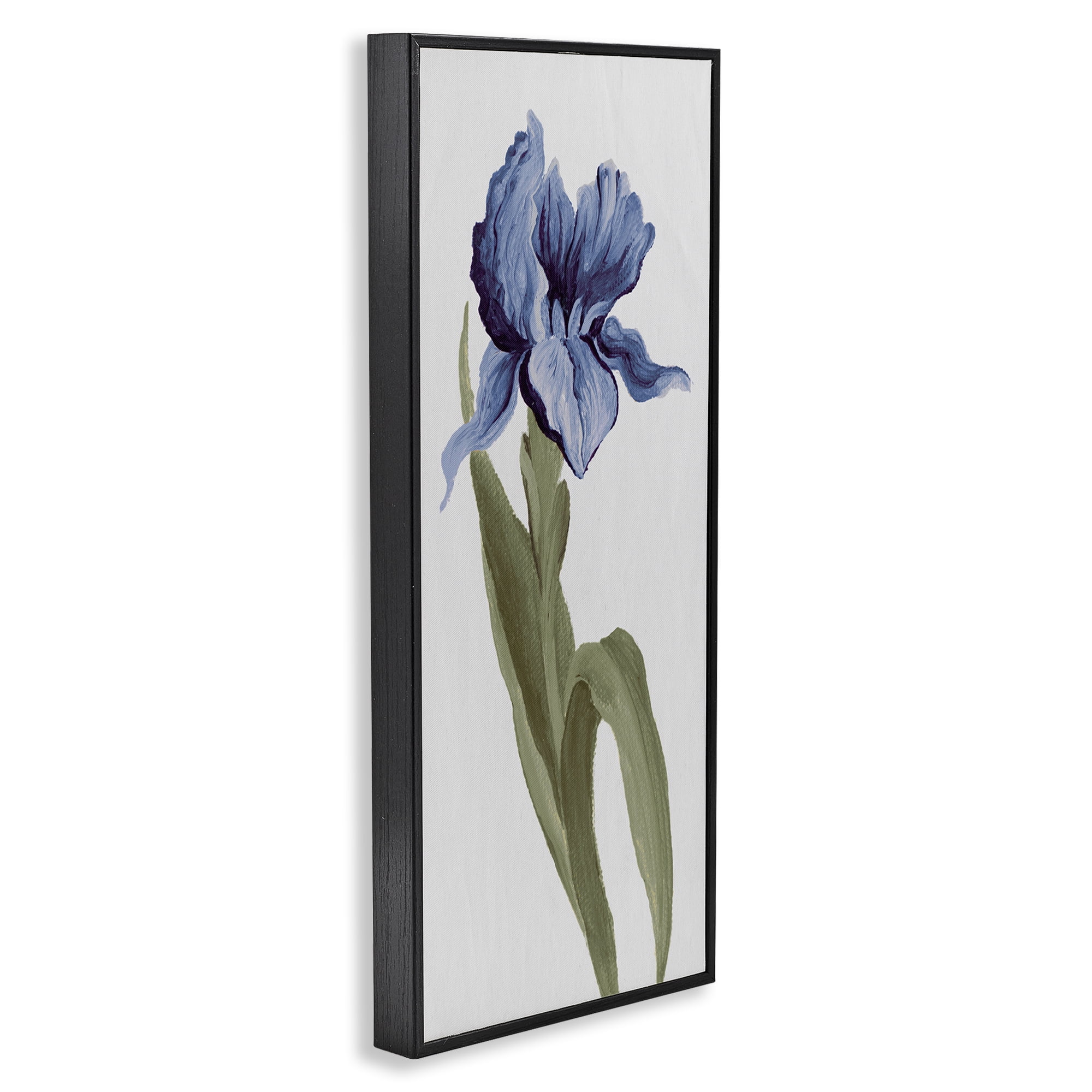 Stupell Industries Blooming Blue Iris Botanical & Floral Painting Black Framed Art Print Wall Art, 13 x 30