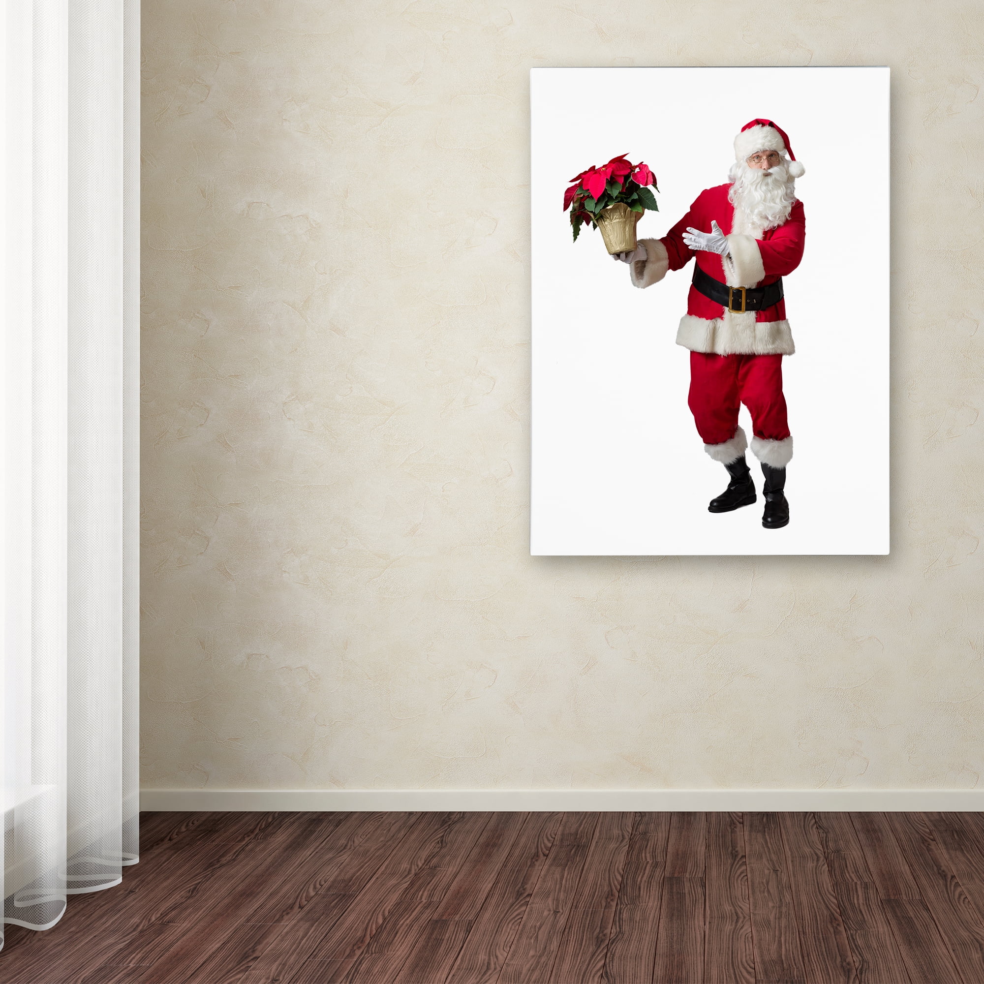 Trademark Fine Art 'Santa-poinsettia2-12106' Canvas Art by Ed Wheeler