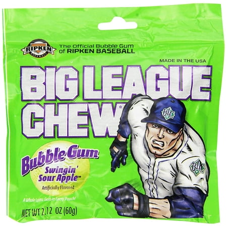 Sour Bubble Gum - , Swingin' Sour Apple Bubble Gum, 2.12-Ounce Pouches (Pack of 12) By Big League Chew