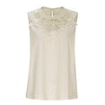thumbnail image 4 of Women's Camisole Tank Top Fashion Solid Color Lace Collar Stitching Crochet Tank Top Crew-neck Tank Top Women’s Camisole 2025 Beige S, 4 of 7