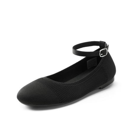 

BURUDANI Womens Dressy Comfortable Flats Ankle Strap Ballet Flats Round Toe Knit Flats Shoes