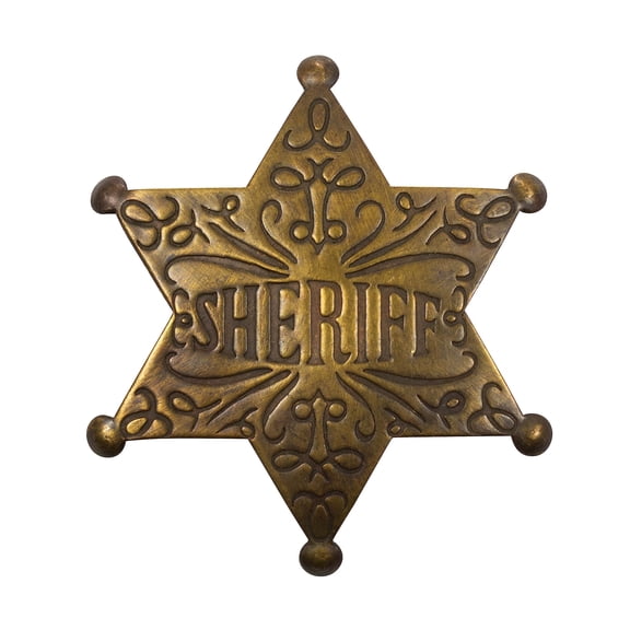 Costume Badge Ornate Brass Sheriff Old West Prop