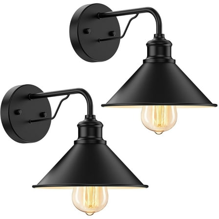Outdoor Wall Lights - 2 Pack Matte Black Modern Farmhouse Wall Sconces for House & Porch, Classic Barn Light Fixtures, Indoor & Outdoor E26 Socket
