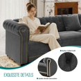 thumbnail image 3 of Timbernest 115.3" Sectional Sleeper Sofa with Pull Out Bed, L Shape Couch for Living Room, Button Tufted and Gold Trim Rolled Arms, Velvet Gray, 3 of 13