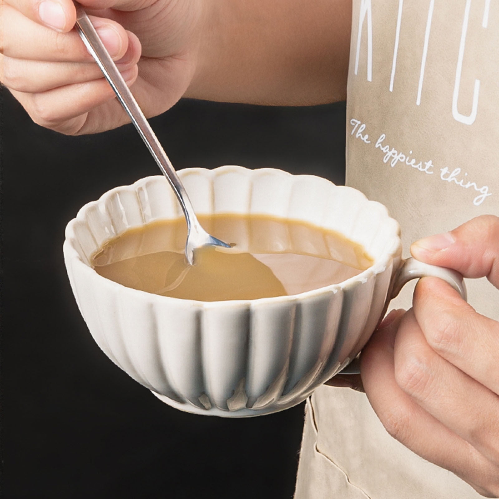 SIELUNO White Porcelain Espresso Coffee Cup,Ceramic Cup With Spoon And Saucer For Afternoon Tea 250ml/8.8oz