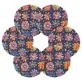 thumbnail image 2 of Various Cute Flower Coasters with Holder for Coffee Table 6 Pcs Drink Coaster Sets Absorbent for Home Decor 4 inch, 2 of 7