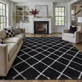 thumbnail image 4 of WIPONKEN 6x9 Checkered Shag Rug for Living Room Bedroom Dining Room Office Farmhouse, Washable Noneslip Area Rug Soft Indoor Fluffy Rugs, Black, 4 of 4