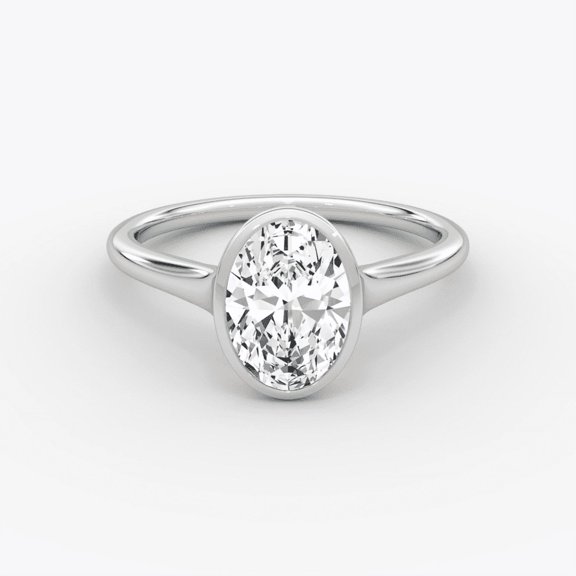 925 Silver 1.5CT Oval Cut Lab Grown Diamond Modern Bezel Solitaire Engagement Ring for Women