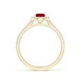 thumbnail image 2 of ANGARA Natural Oval 1 ct Ruby Halo Ring with Diamond Accents in 14K Yellow Gold for Women (Size-7x5mm) | July Birthstone, Birthday, Anniversary, Jewelry Gift for Women | Natural Ruby Ring, 2 of 13
