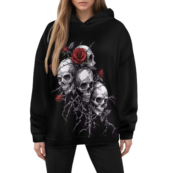 Lightweight Hooded Sweatshirt Long Sleeve Jacket Casual Streetwear Pullover For Girls Athletic Outerwear Black XXL