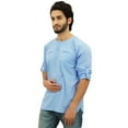 thumbnail image 5 of Atasi Men's Round Neck Blue Kurta Cotton Roll-Over Sleeve Shirt-Large, 5 of 7