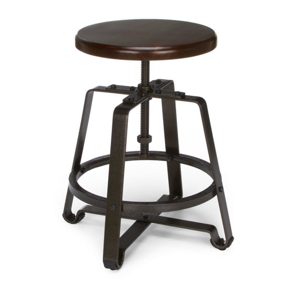 OFM Endure Series Model 921 Stationary Small Stool, Walnut Wood with Dark Vein Metal Frame