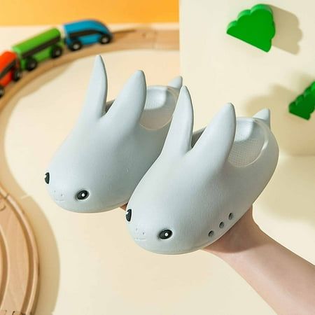 

DAETIROS Versatile Children s Shoes Three-dimensional Cartoon Non-slip Soft-soled Slippers Baotou Shoes Gray