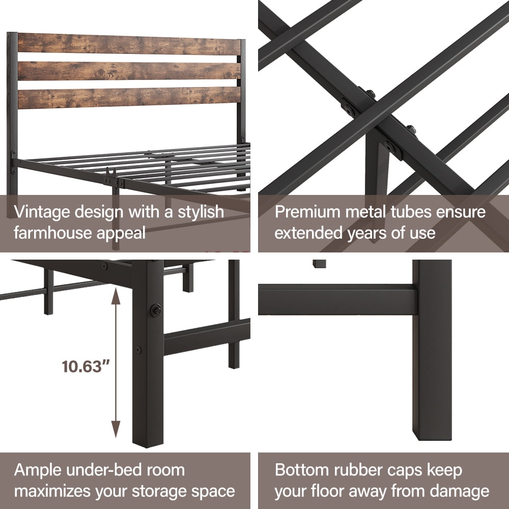 SESSLIFE Queen Size Platform Bed Frame Elegant Design, Heavy Duty Metal Slat Support, Easy Assembly, Non-Slip Without Noise