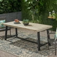 thumbnail image 2 of GDF Studio Emersyn Outdoor Acacia Rectangular Wood Dining Table, Light Gray and Black, 6 seat, 2 of 9