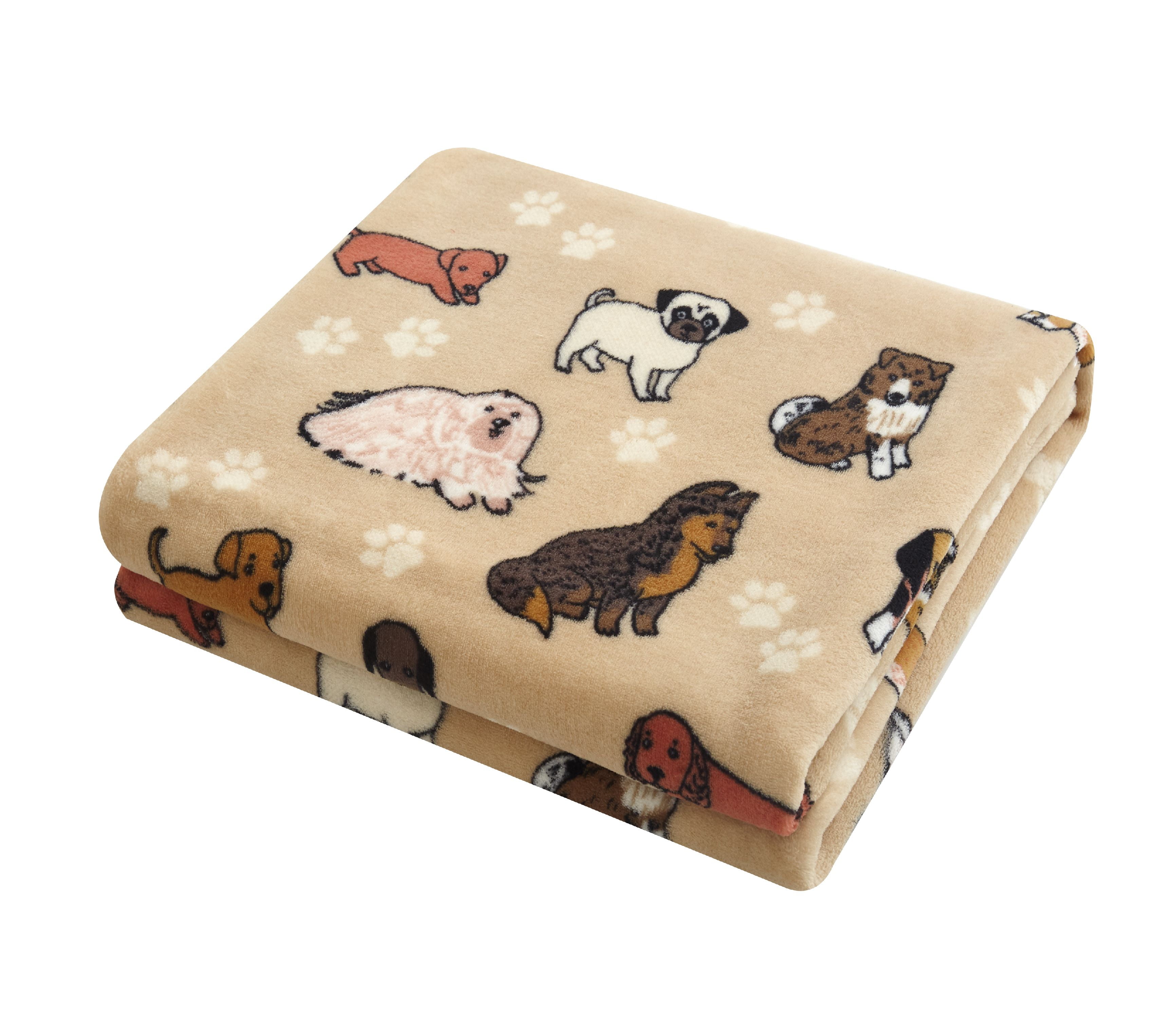 Christmas Dogs MICRO PLUSH THROW Blanket 50x60/" Santa Puppy Paw Print Dachshund