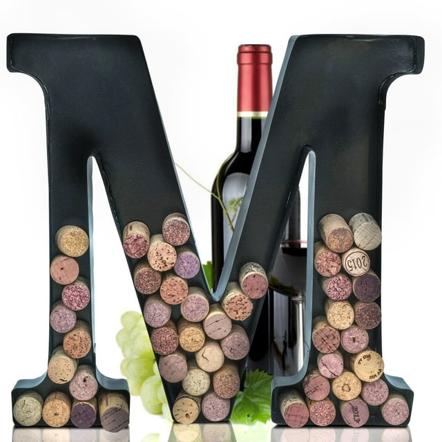 Made Easy Kit Porte-Bouchon à Vin en Métal avec Lettres, Noir, Métal, Ensemble de 1