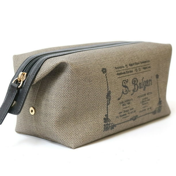 Authenticated Used BVLGARI Bvlgari Pouch Brown Beige Women's Men's