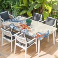 thumbnail image 2 of Orange Blue Starfish Coastal Table Cloths for 5 Foot Rectangle Tables, Summer Beach Eucalyptus Rustic Patio Waterproof Elastic Fitted Tablecloths, Washable Rectangular Table Cover for Camping, 2 of 8