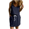 thumbnail image 2 of Xunlbb Womens Summer Dresses Women's Solid Color Comfortable Round Neck Sleeveless Dress Beach Dress Size S-2XL, 2 of 8