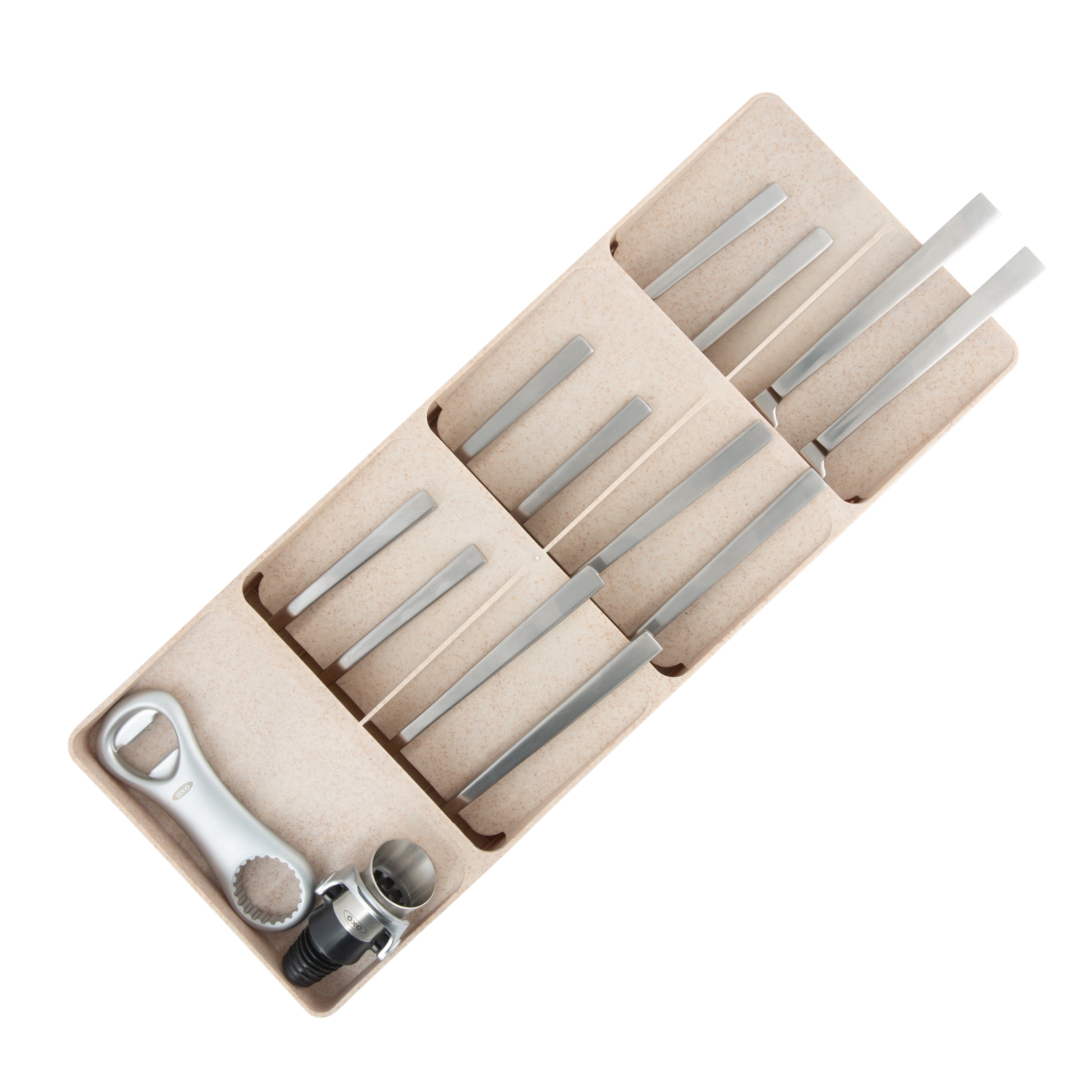 Kitchen Details 7 Compartment Cutlery Organizer 15.87 L x 6.22 in Natural