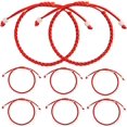 thumbnail image 1 of Xiao Hua Juego de 8 pulseras de hilo rojo para parejas: regalo perfecto para relaciones a distancia. Pulsera de hilo rojo con dijes de protección rojos. Pulseras rojas a juego para mujer., 1 of 5