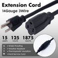 thumbnail image 2 of Cable de extensión PALARINE de 3 m, negro, impermeable, calibre 14, 15 A, UL, 2 of 7