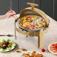 thumbnail image 2 of Wildnix Round Chafing Dish Buffet Set with Gold Plating, Clear Glass Lid, and 8L Capacity for Serving Hot and Cold Dishes, 2 of 6