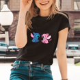 thumbnail image 1 of Lilo &amp; Stitch Cartoon Pattern T-shirts Female Kawaii Harajuku Outdoor Fashion Dropship Diseny O-Neck Women T Shirts Black WhiteL Gao Jinjia LED, 1 of 2