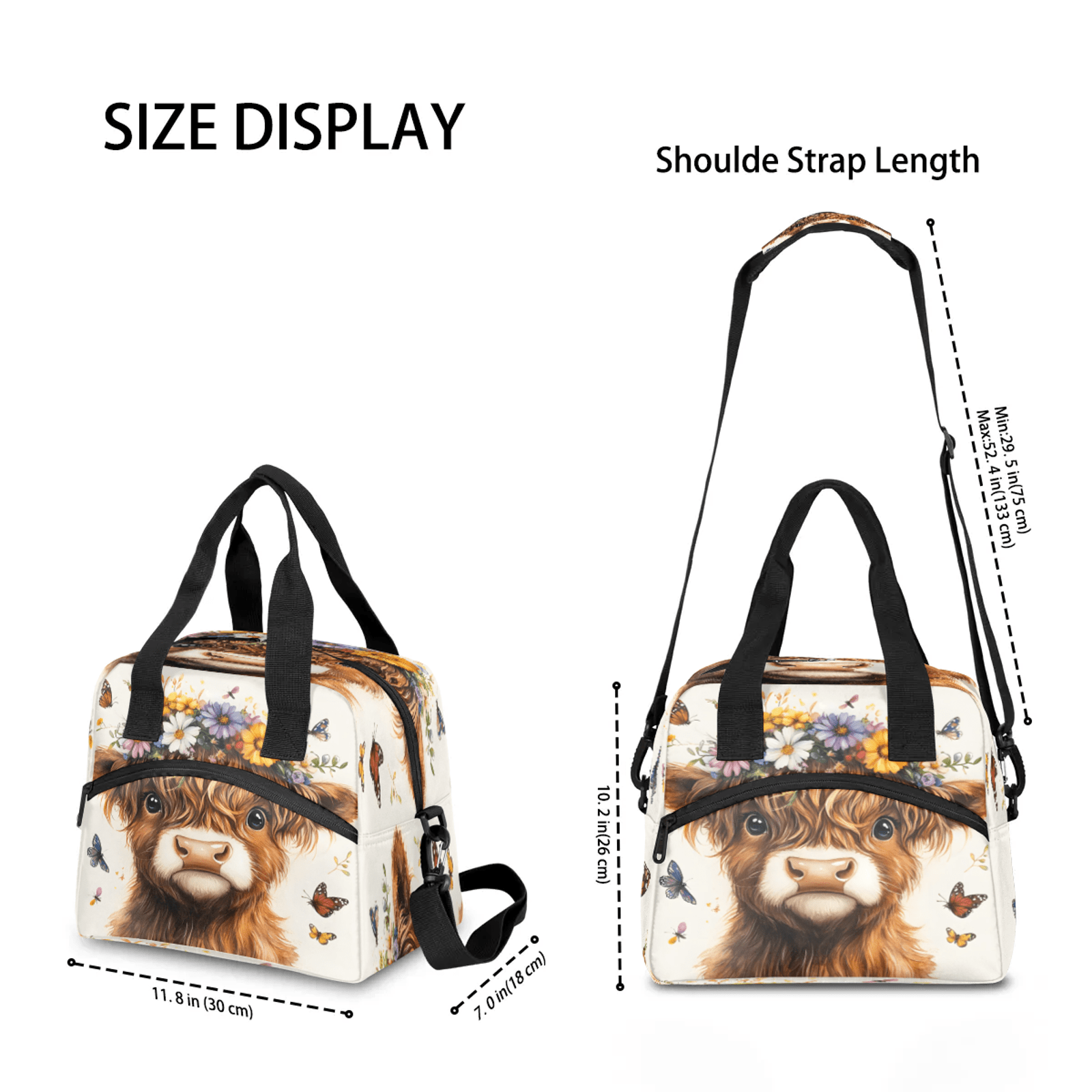 Herdesigns Highland Cow Lunch Bag for Women Men Adult, Funny Large Insulated Reusable Lunch Box Leakproof Portable Cooler Tote Bags for Work Picnic Beach